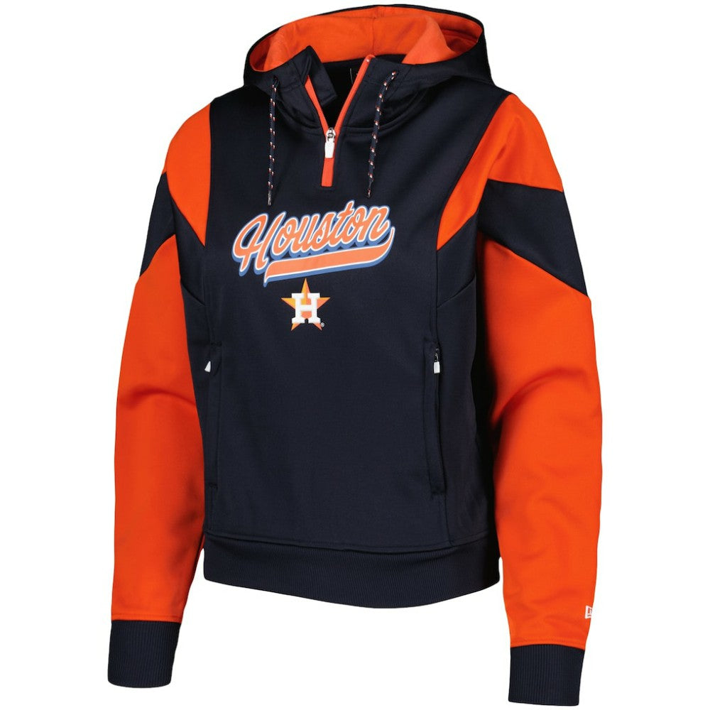 Houston Astros New Era Women's Color Block Fleece Quarter-Zip Hoodie - MLB