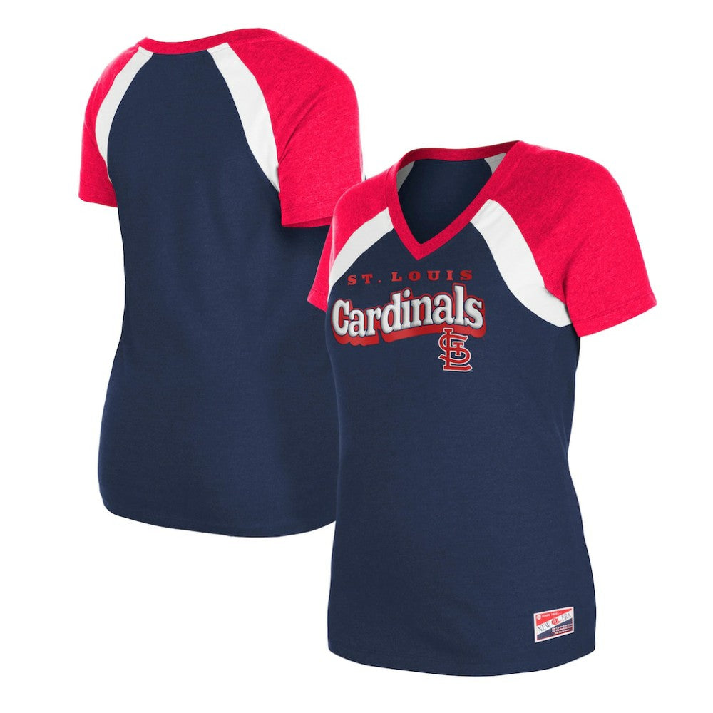 St. Louis Cardinals New Era Women's Heathered Raglan V-Neck T-Shirt - MLB
