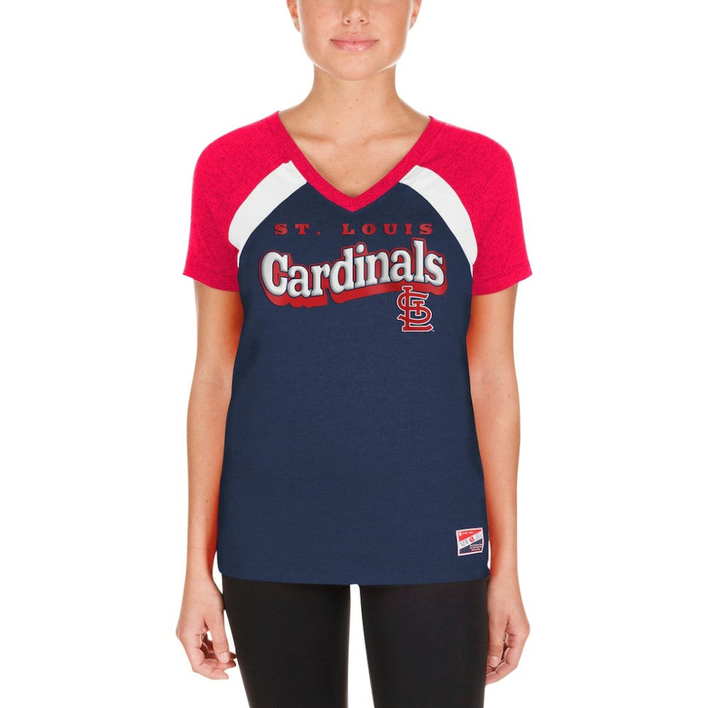 St. Louis Cardinals New Era Women's Heathered Raglan V-Neck T-Shirt - MLB
