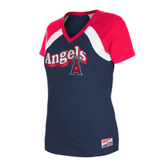 Los Angeles Angels New Era Women's Heathered Raglan V-Neck T-Shirt - MLB