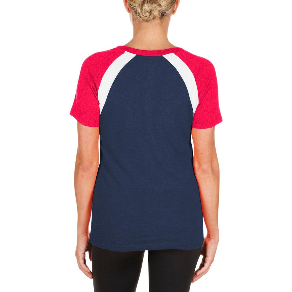 Los Angeles Angels New Era Women's Heathered Raglan V-Neck T-Shirt - MLB