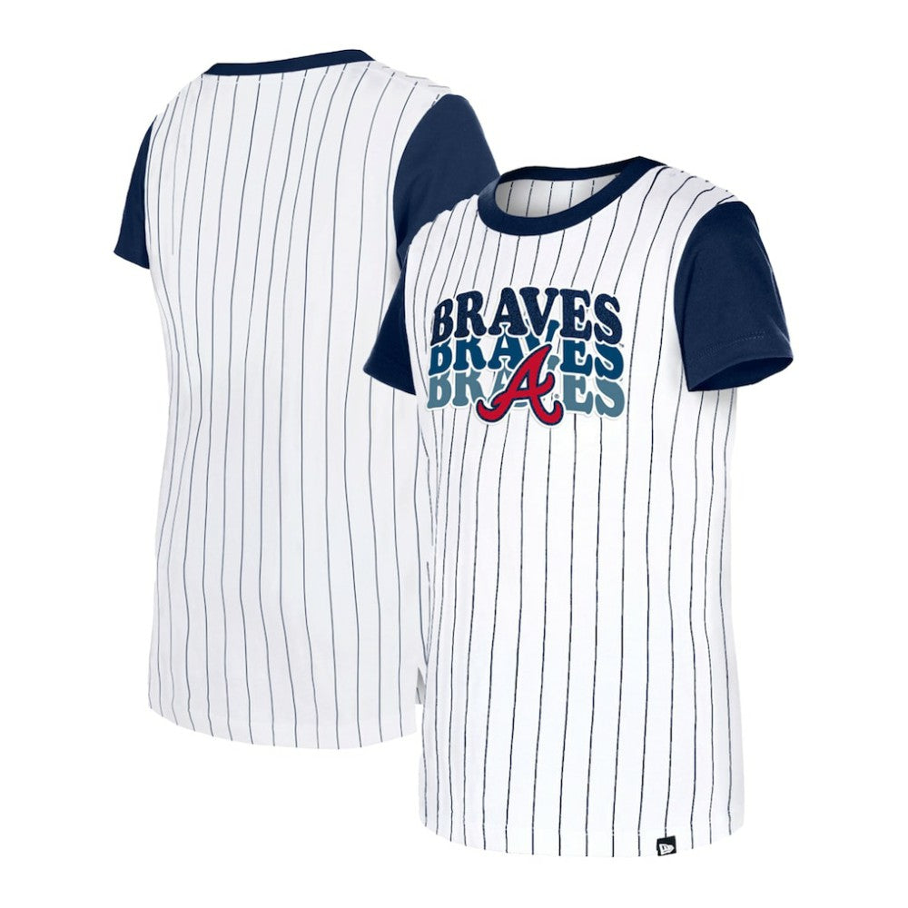 Atlanta Braves New Era Girls Youth Pinstripe T-Shirt - MLB