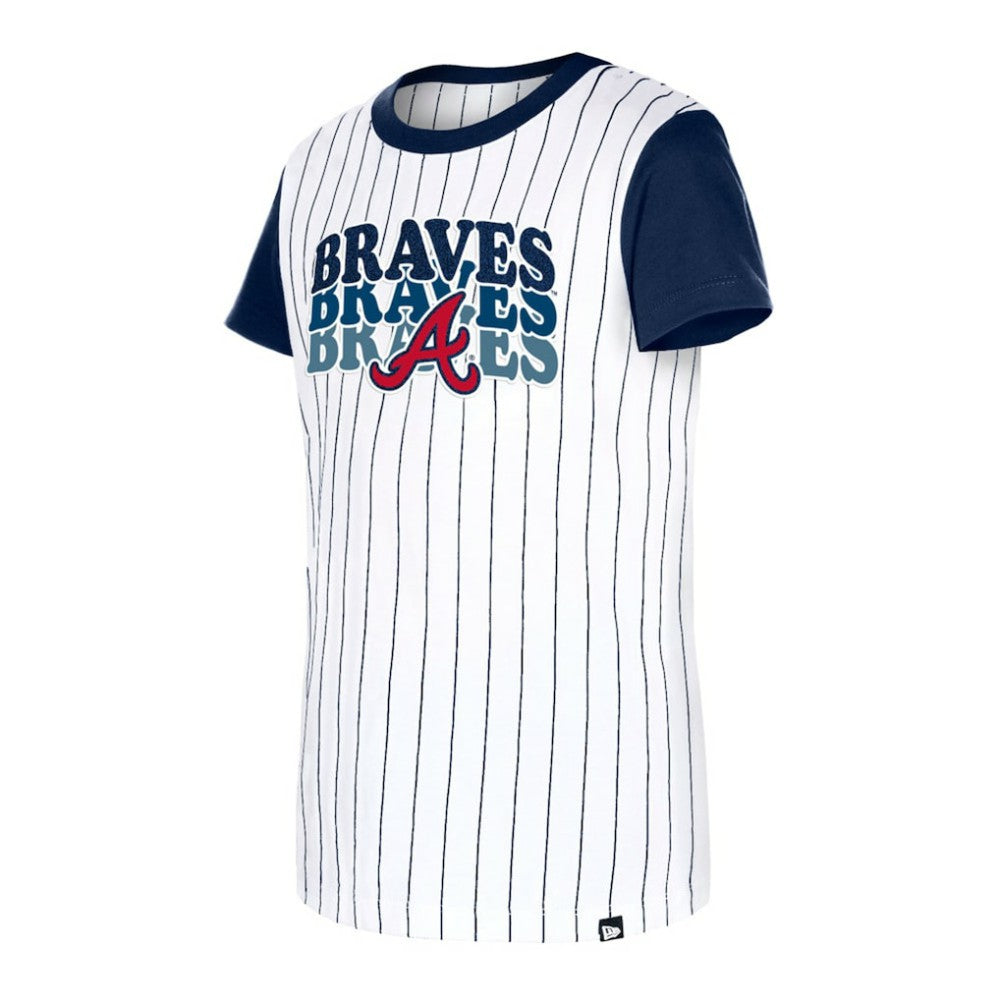 Atlanta Braves New Era Girls Youth Pinstripe T-Shirt - MLB