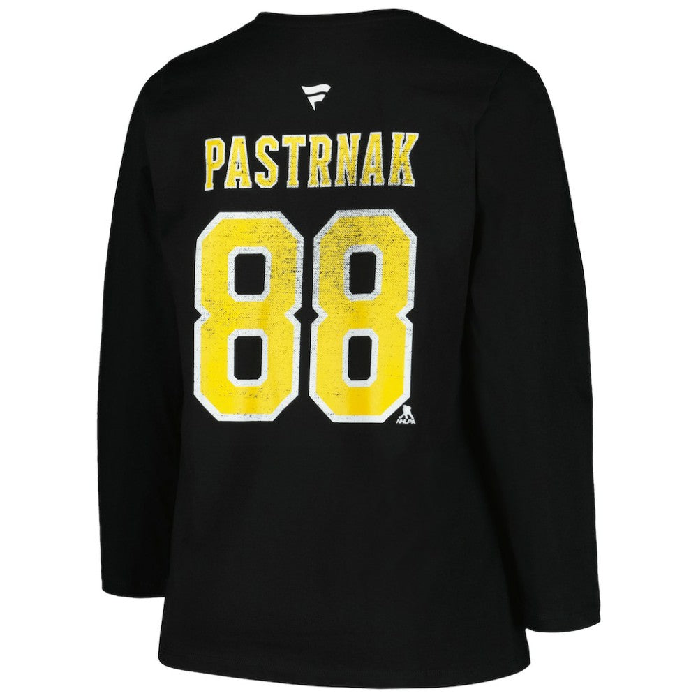 Boston Bruins Profile Women's Plus Size Distressed Printed Name & Number Long Sleeve T-Shirt - Black - NHL