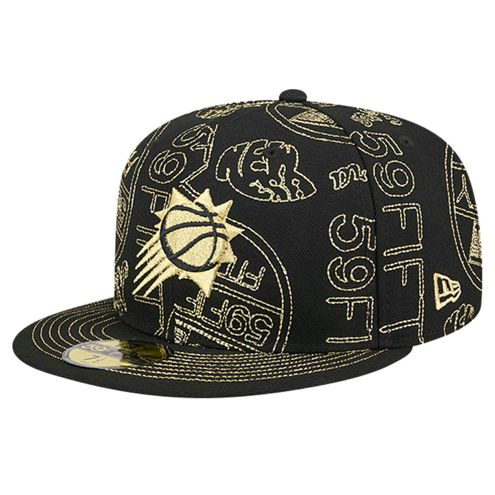Phoenix Suns 59FIFTY Day Allover Print Stencil Fitted Hat Black - NBA