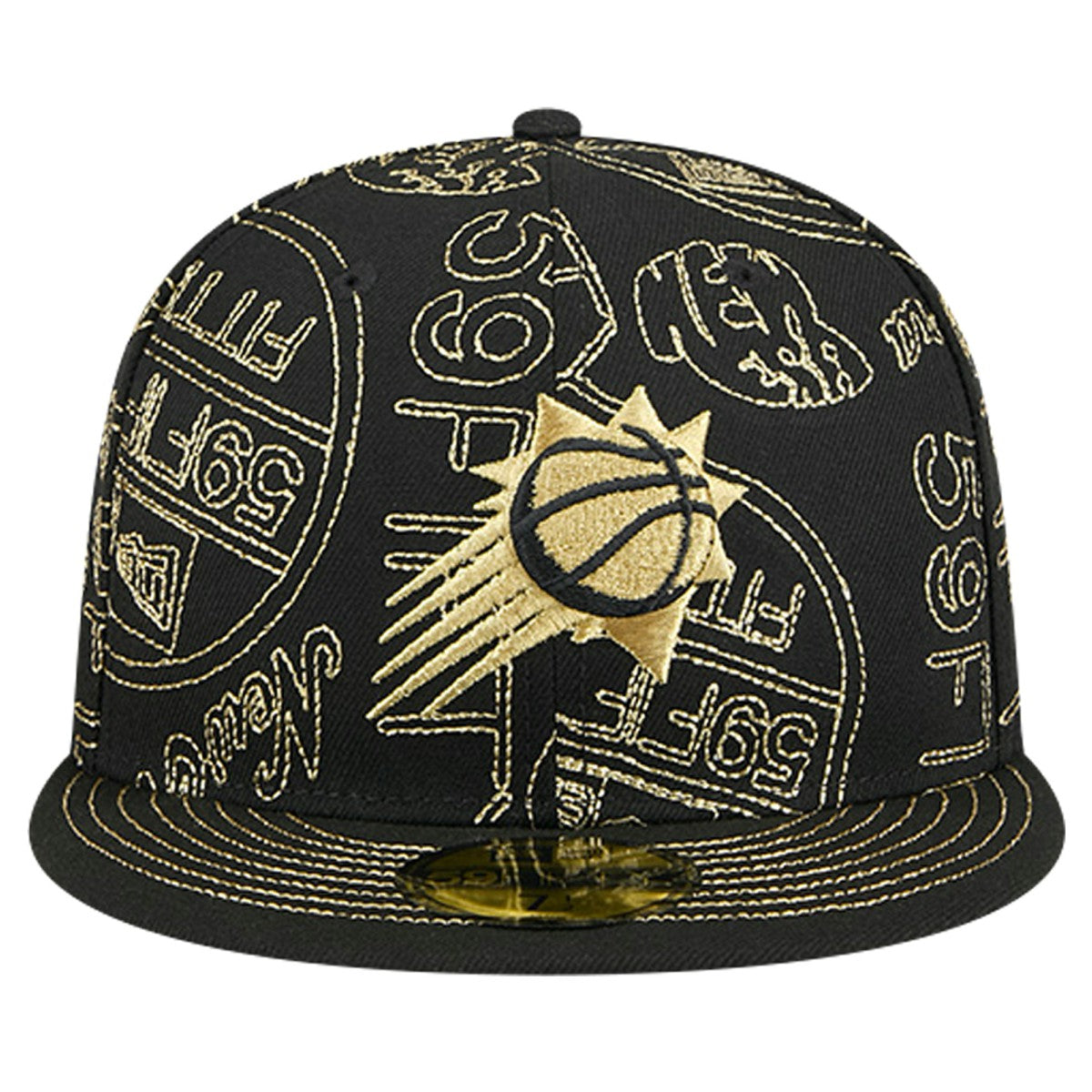 Phoenix Suns 59FIFTY Day Allover Print Stencil Fitted Hat Black - NBA