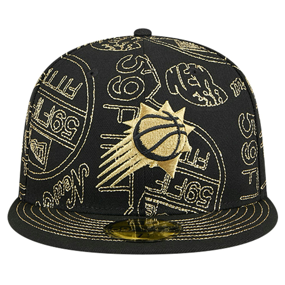 Phoenix Suns 59FIFTY Day Allover Print Stencil Fitted Hat Black - NBA