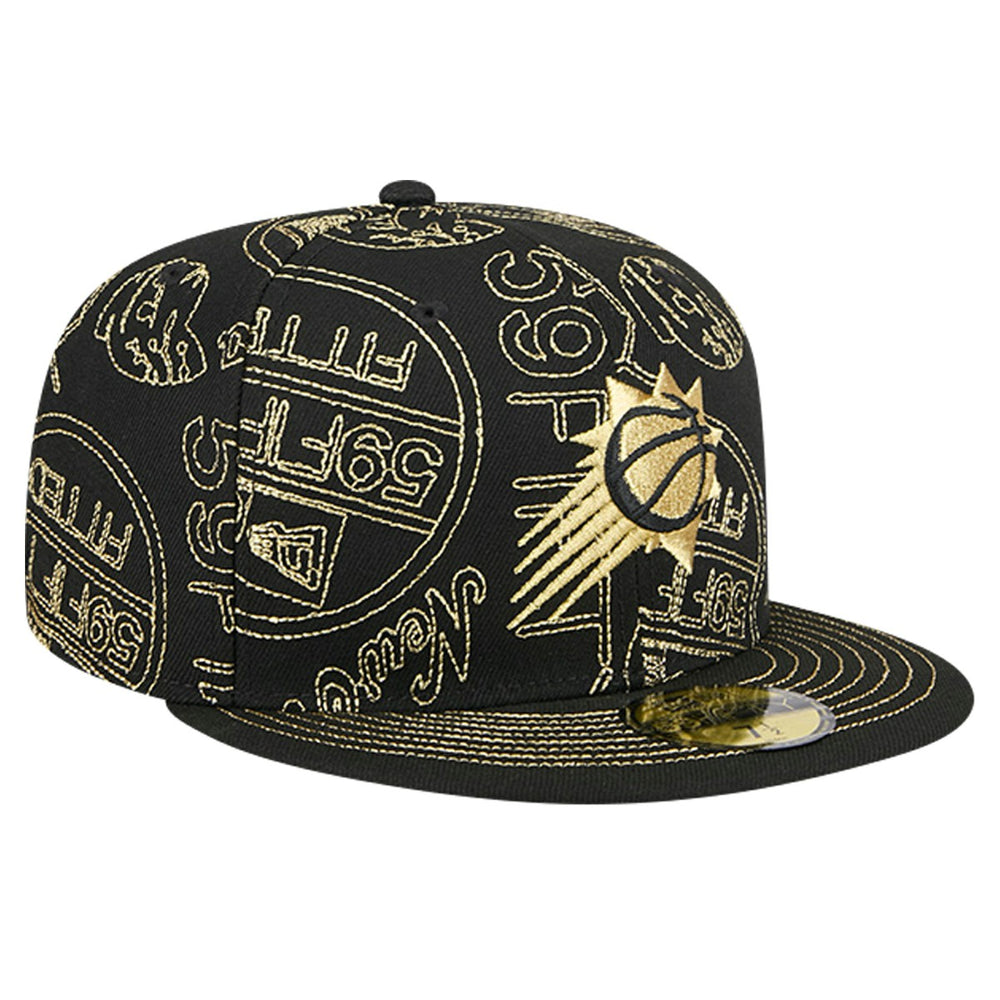 Phoenix Suns 59FIFTY Day Allover Print Stencil Fitted Hat Black - NBA