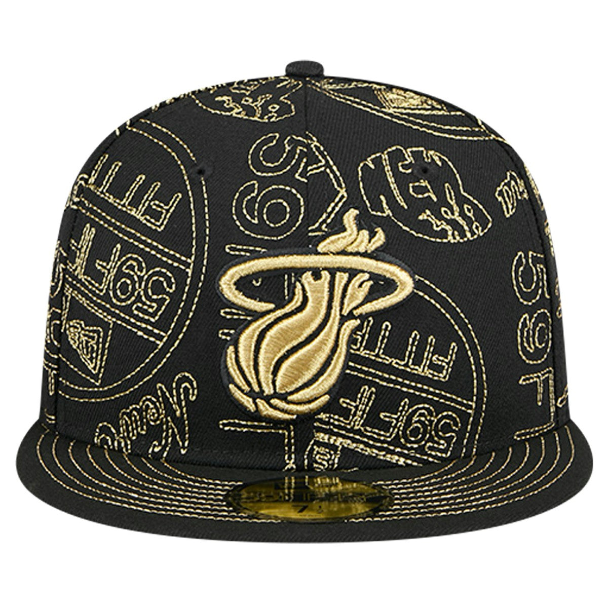 Miami Heat 59FIFTY Day Allover Print Stencil Fitted Hat Black - NBA