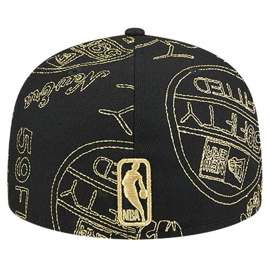 Philadelphia 76ers 59FIFTY Day Allover Print Stencil Fitted Hat Black - NBA
