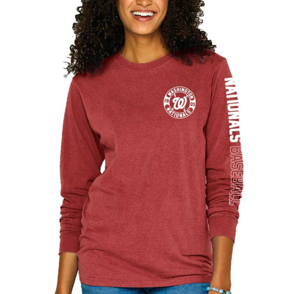 Washington Nationals Soft as a Grape Women's Pigment-Dyed Long Sleeve T-Shirt - MLB