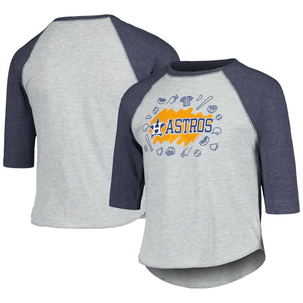 Houston Astros Soft as a Grape Youth Raglan 3/4 Sleeve T-Shirt - MLB