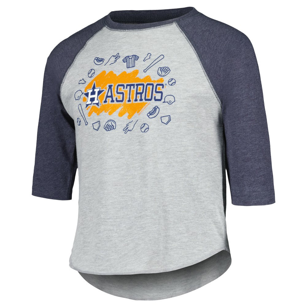 Houston Astros Soft as a Grape Youth Raglan 3/4 Sleeve T-Shirt - MLB