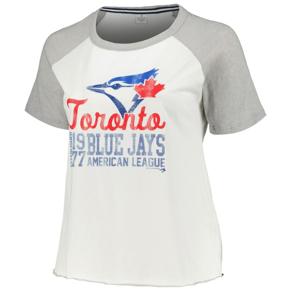 Toronto Blue Jays Soft as a Grape Women's Plus Size Baseball Raglan T-Shirt - MLB