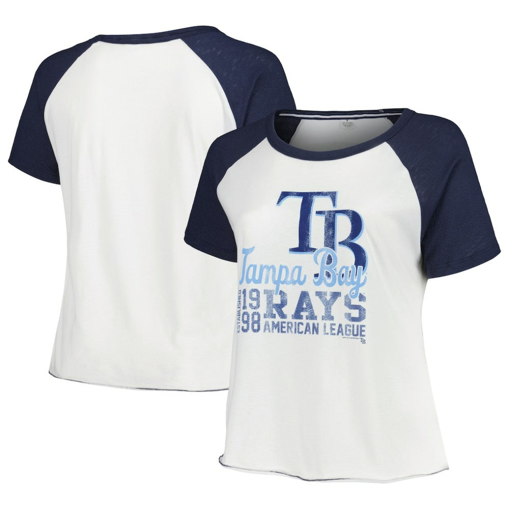 Tampa Bay Rays Soft as a Grape Women's Plus Size Baseball Raglan T-Shirt - MLB
