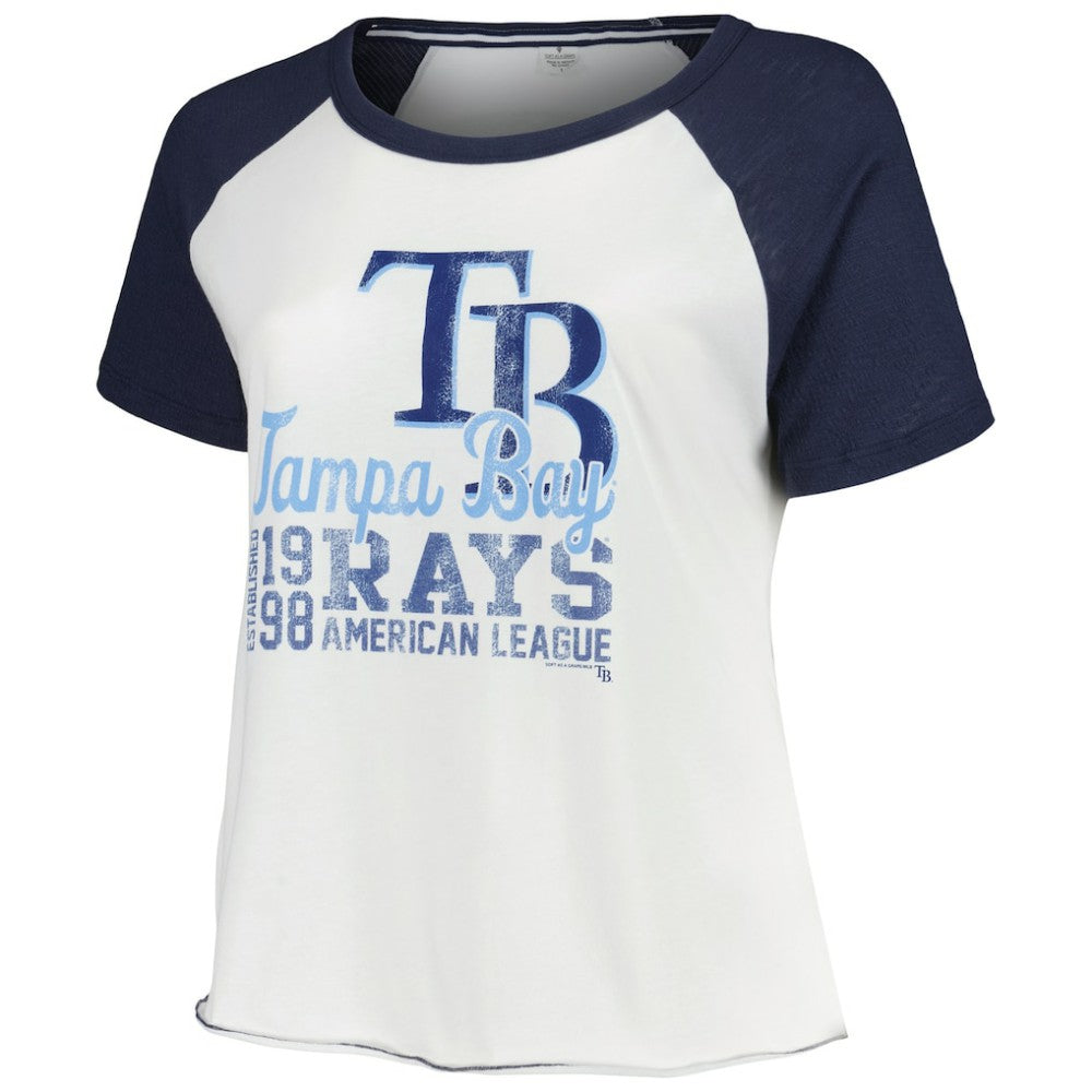 Tampa Bay Rays Soft as a Grape Women's Plus Size Baseball Raglan T-Shirt - MLB