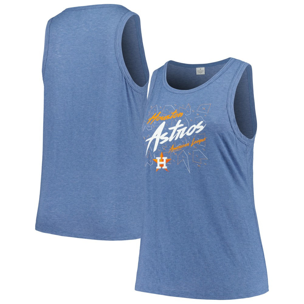 Houston Astros Soft as a Grape Women's Plus Size Curvy High Neck Tri-Blend Tank Top - MLB
