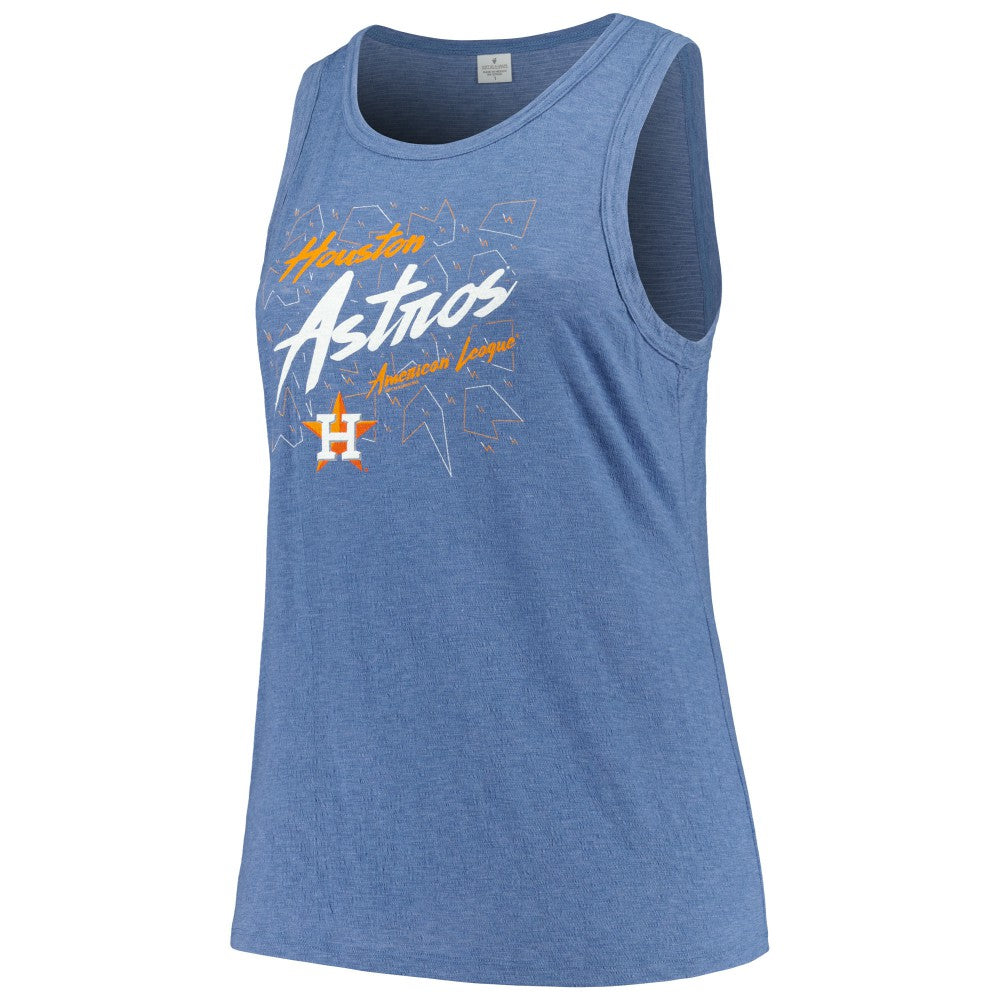 Houston Astros Soft as a Grape Women's Plus Size Curvy High Neck Tri-Blend Tank Top - MLB