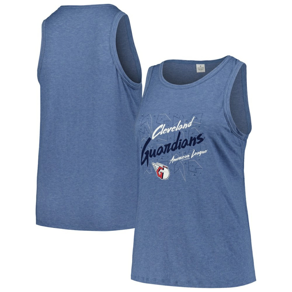 Cleveland Guardians Soft as a Grape Women's Plus Size Curvy High Neck Tri-Blend Tank Top - MLB