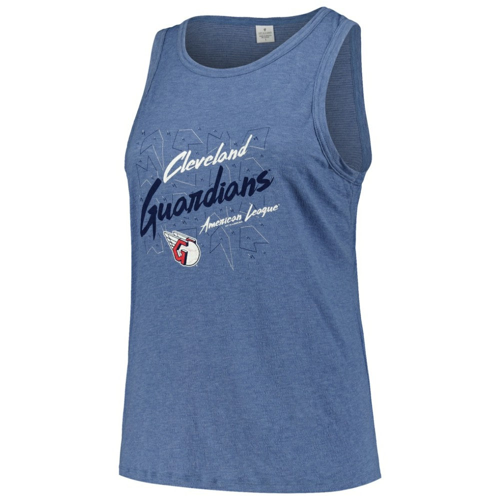 Cleveland Guardians Soft as a Grape Women's Plus Size Curvy High Neck Tri-Blend Tank Top - MLB