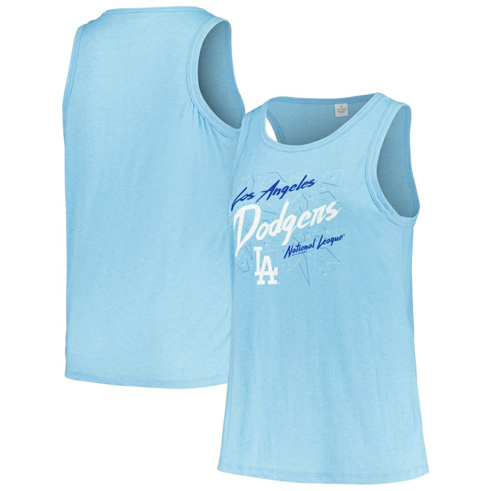 Los Angeles Dodgers Soft as a Grape Women's Plus Size Curvy High Neck Tri-Blend Tank Top - MLB