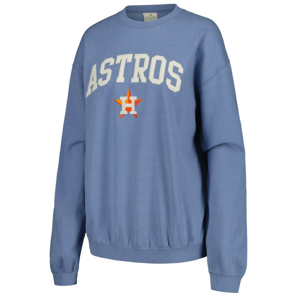 Houston Astros Soft as a Grape Women's Pigment Dye Pullover Sweatshirt - MLB
