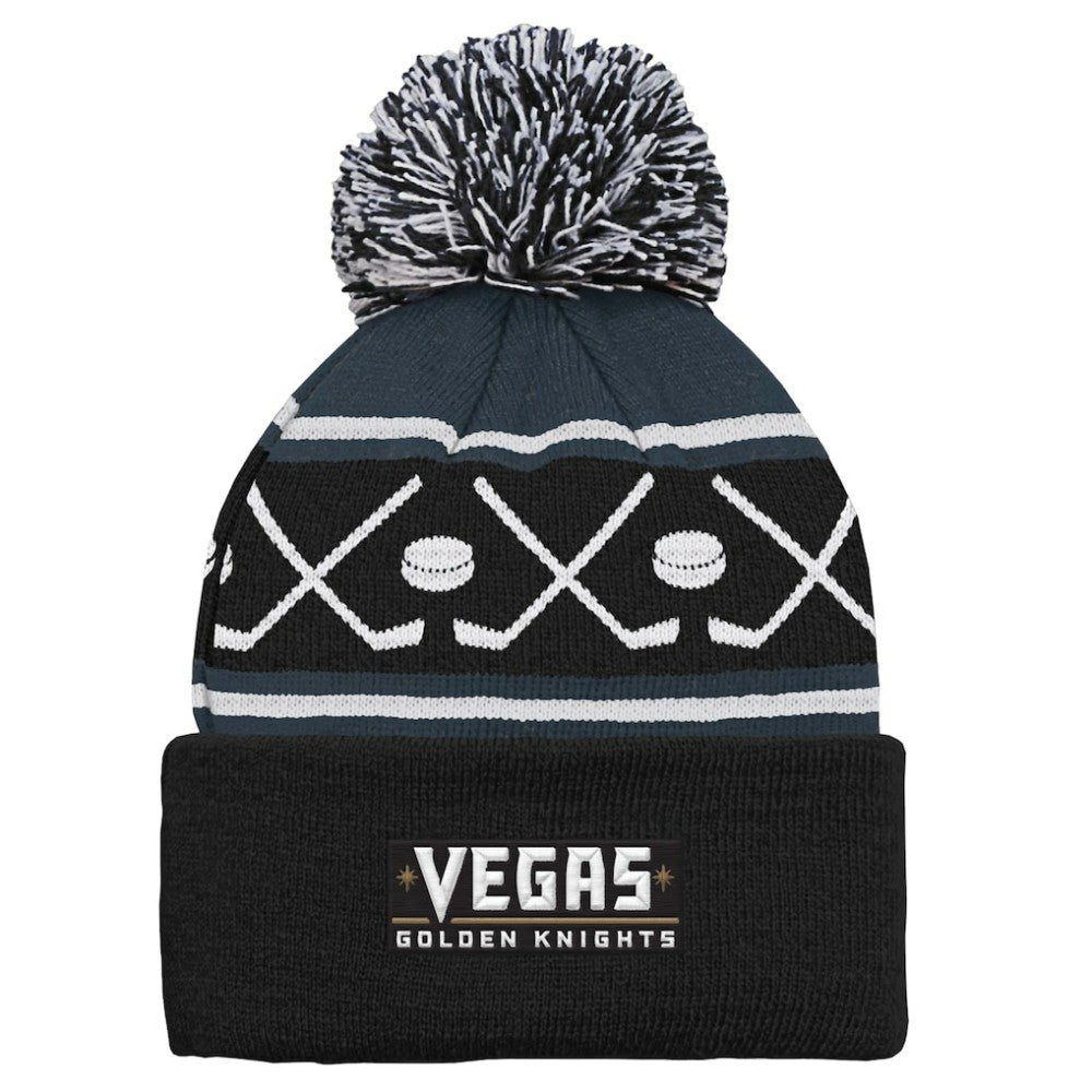 Vegas Golden Knights Preschool Faceoff Cuffed Knit Hat with Pom - Black - NHL