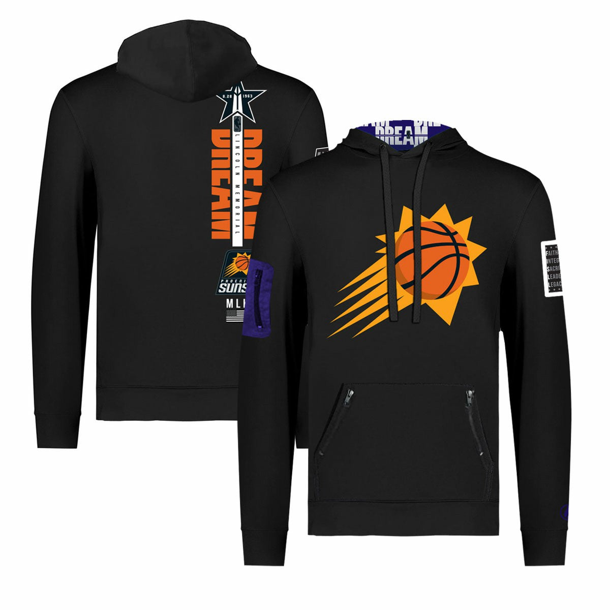 Phoenix Suns FISLL x Black History Collection Unisex Pullover Hoodie - Black - NBA