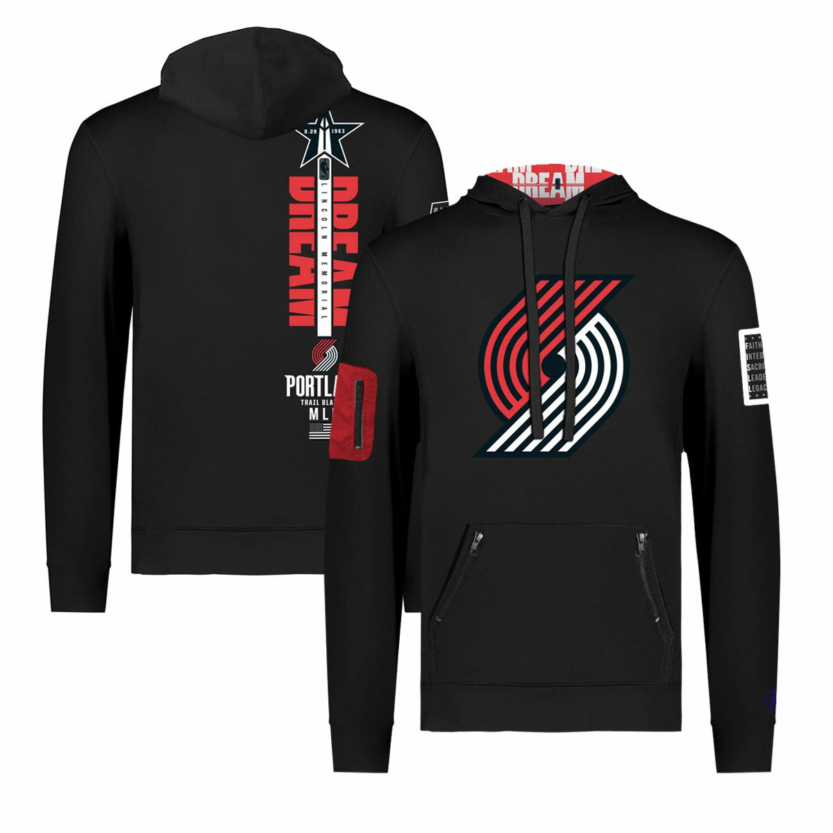 Portland Trail Blazers FISLL x Black History Collection Unisex Pullover Hoodie - Black - NBA