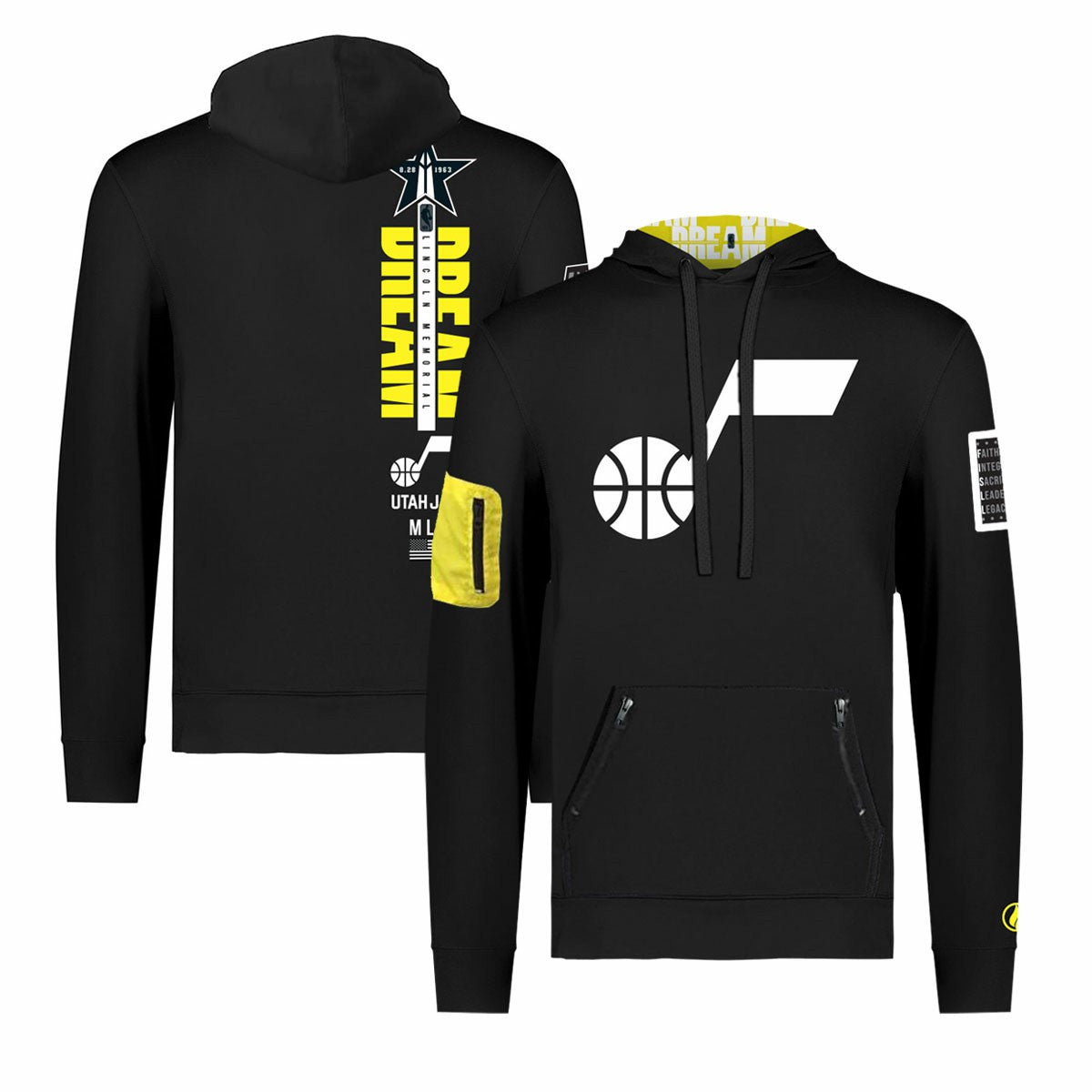 Utah Jazz FISLL x Black History Collection Unisex Pullover Hoodie - Black - NBA