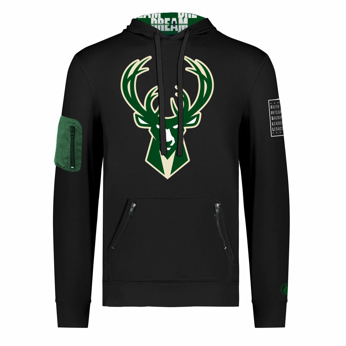 Milwaukee Bucks FISLL x Black History Collection Unisex Pullover Hoodie - Black - NBA