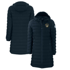 Milwaukee Brewers Cutter & Buck Women's Mission Ridge Repreve Eco Insulated Full-Zip Long Puffer Jacket - MLB