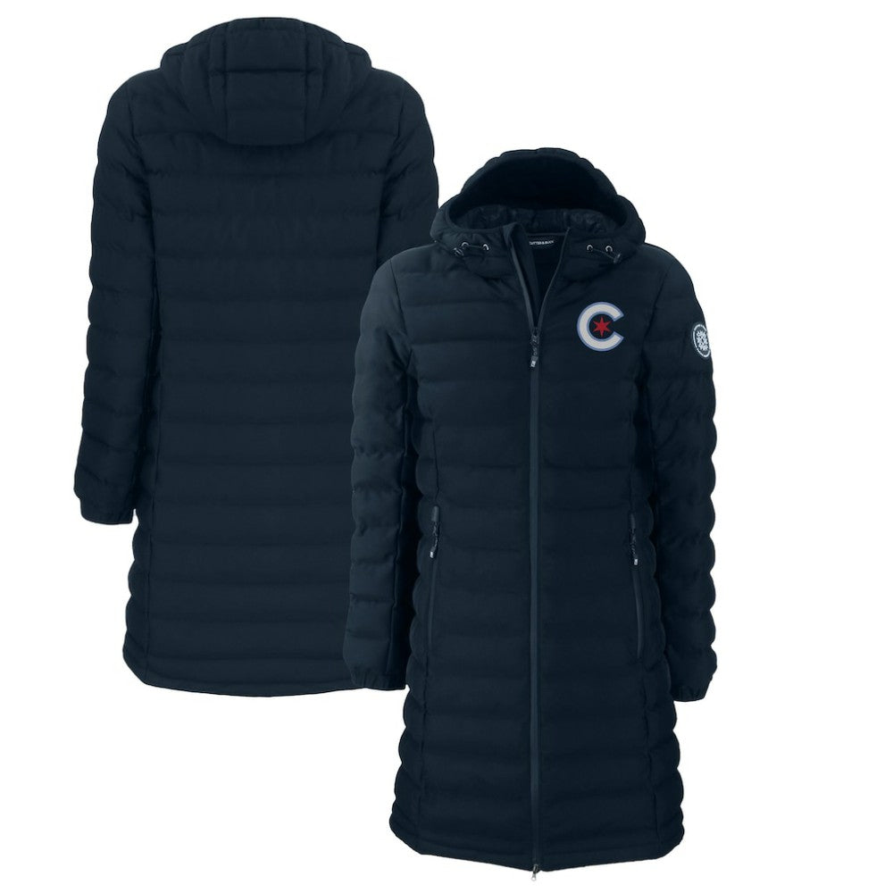 Chicago Cubs Cutter & Buck Women's City Connect Mission Ridge Repreve Eco Insulated Full-Zip Long Puffer Jacket - MLB