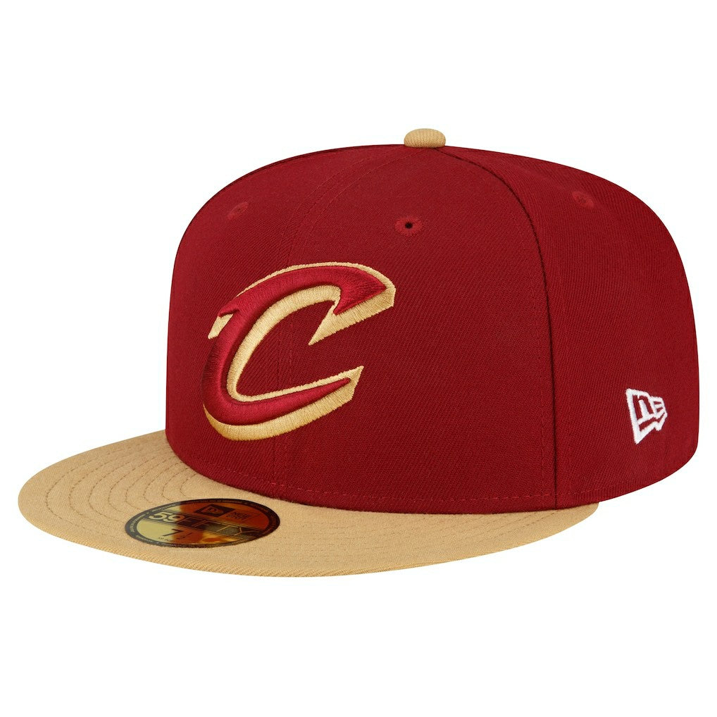 Cleveland Cavaliers 2-Tone 59FIFTY Fitted Hat Wine/Gold - NBA