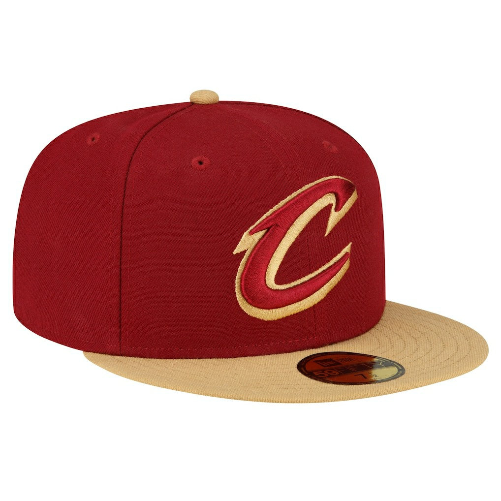 Cleveland Cavaliers 2-Tone 59FIFTY Fitted Hat Wine/Gold - NBA
