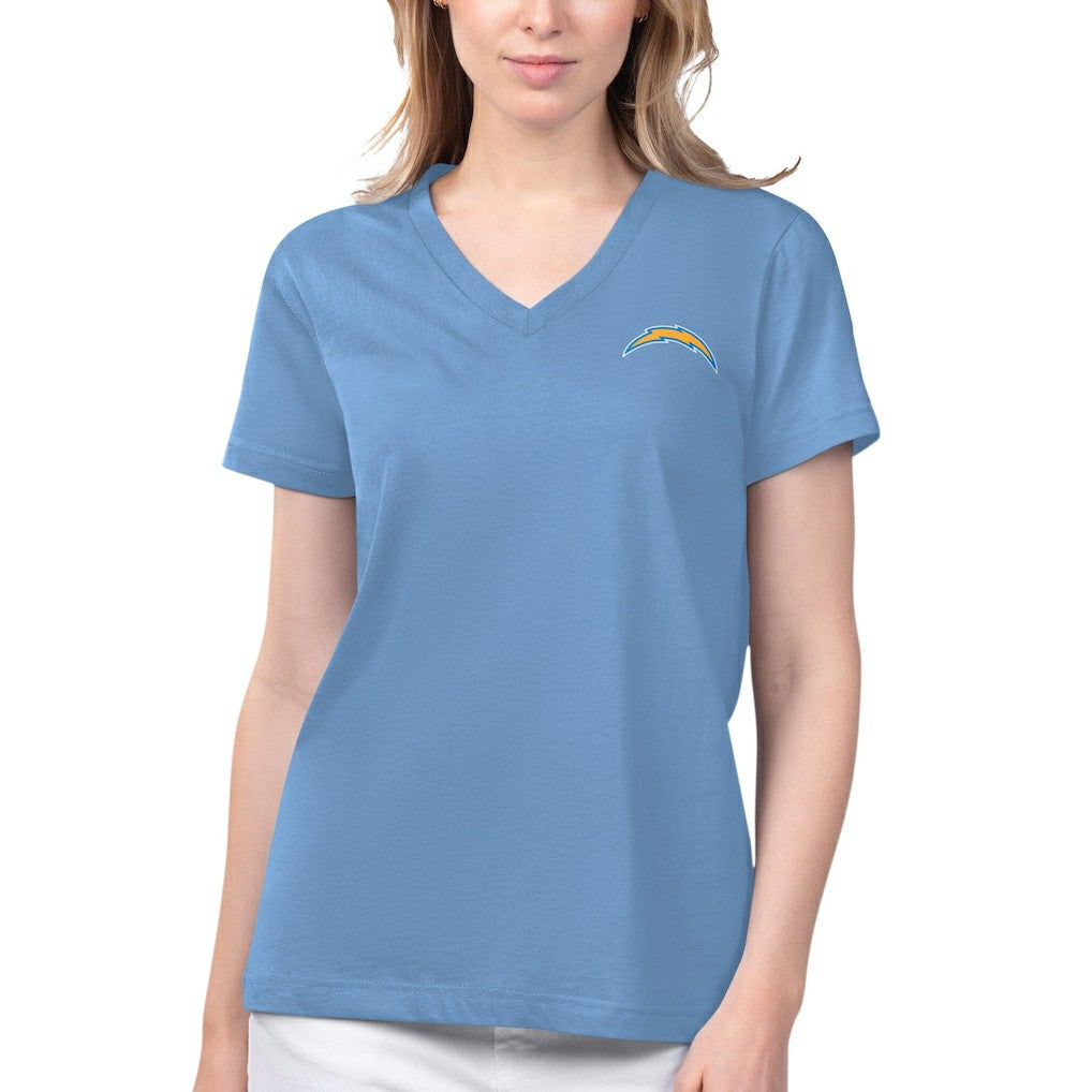 Los Angeles Chargers Margaritaville Women's Game Time V-Neck T-Shirt Blue | NFL
