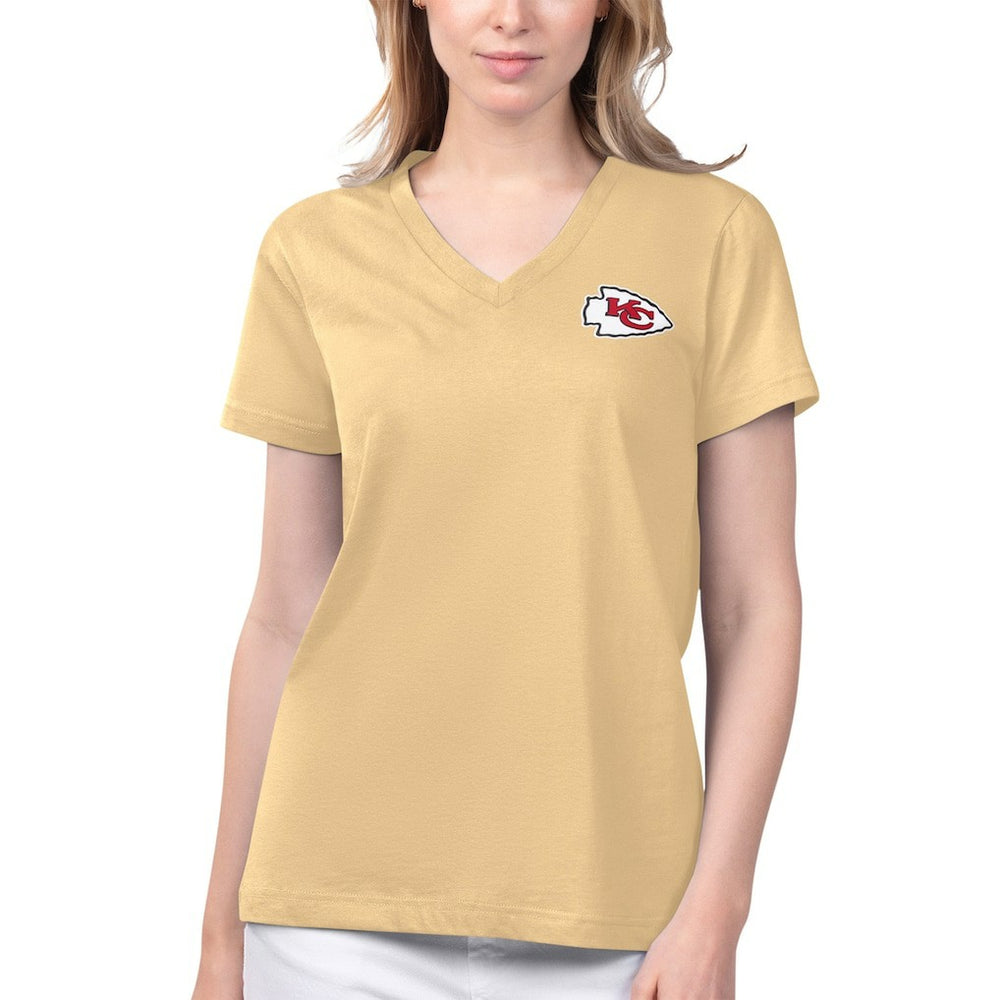Kansas City Chiefs Margaritaville Women's Game Time V-Neck T-Shirt Gold | NFL