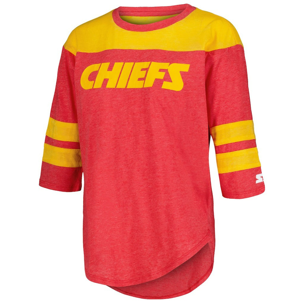Kansas City Chiefs Starter Women's Fullback Tri-Blend 3/4-Sleeve T-Shirt Red | NFL