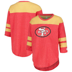 San Francisco 49ers Starter Women's Fullback Tri-Blend 3/4-Sleeve T-Shirt Scarlet | NFL