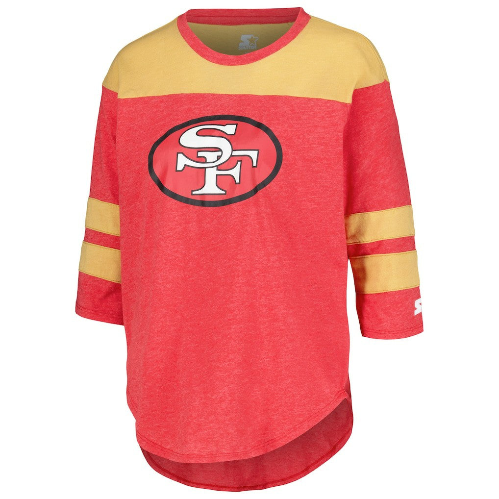 San Francisco 49ers Starter Women's Fullback Tri-Blend 3/4-Sleeve T-Shirt Scarlet | NFL