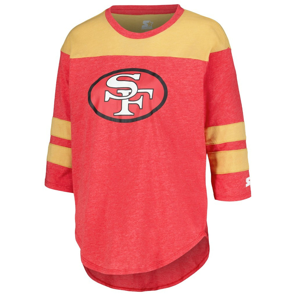San Francisco 49ers Starter Women's Fullback Tri-Blend 3/4-Sleeve T-Shirt Scarlet | NFL