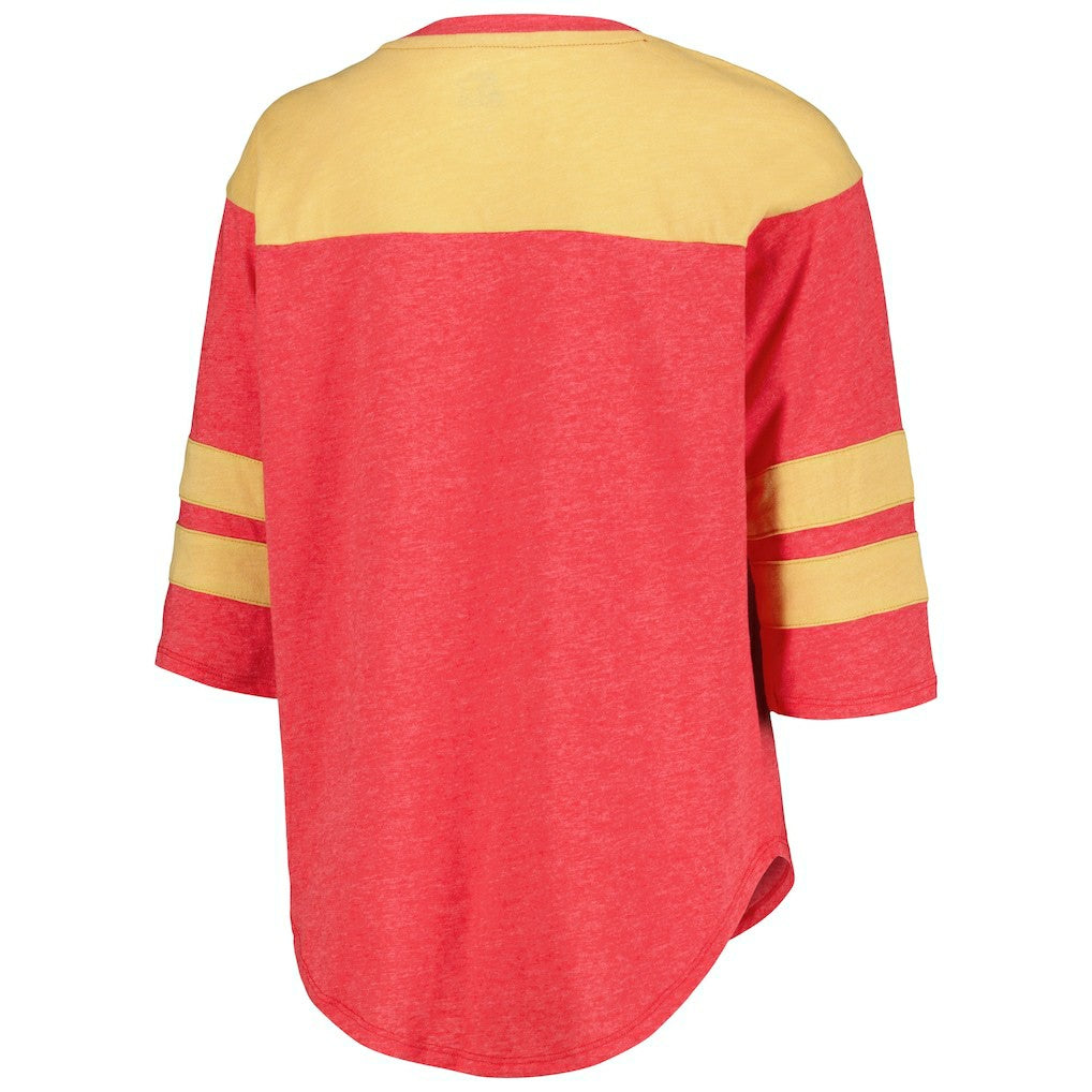 San Francisco 49ers Starter Women's Fullback Tri-Blend 3/4-Sleeve T-Shirt Scarlet | NFL