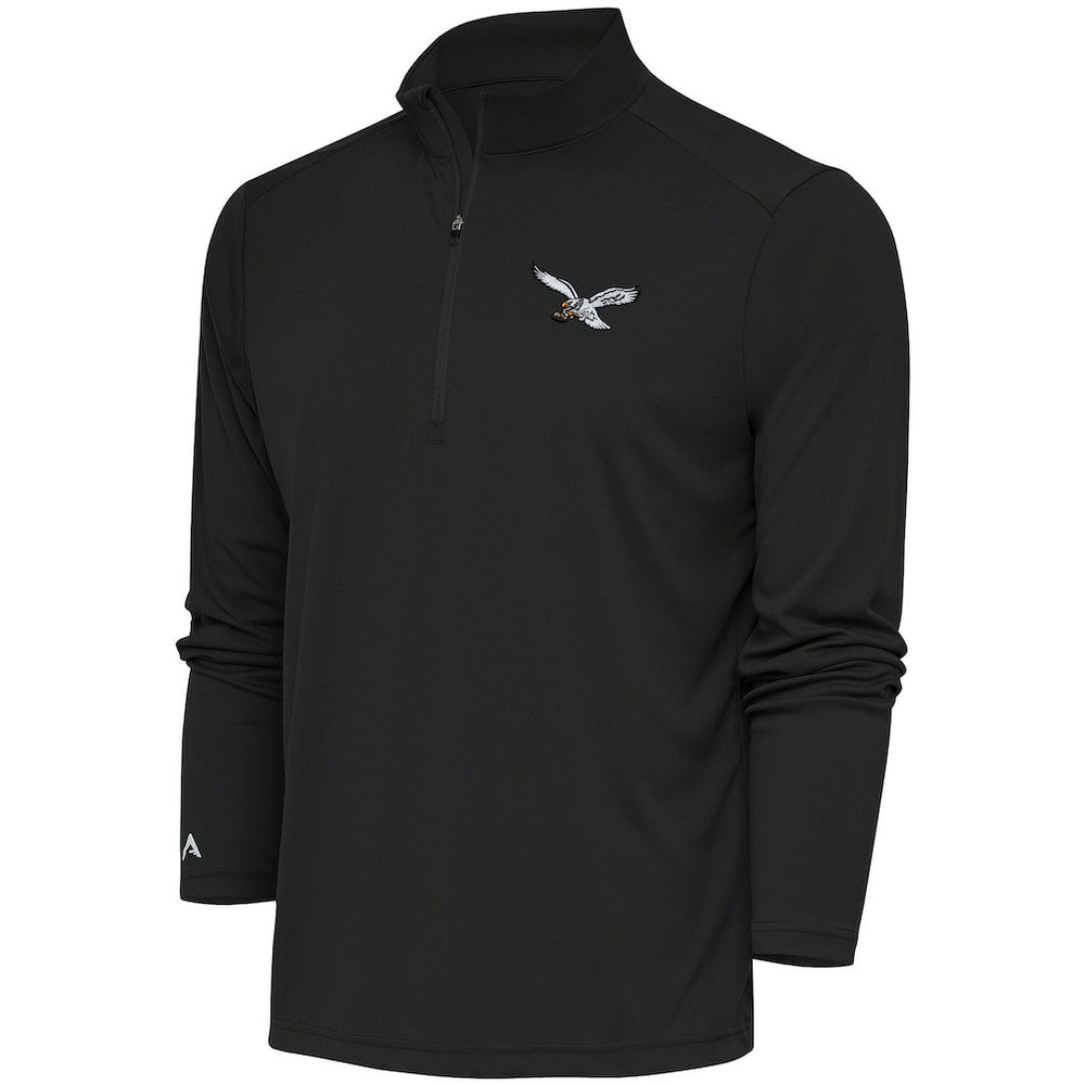 Philadelphia Eagles Antigua Throwback Logo Tribute Quarter-Zip Pullover Top Gray | NFL