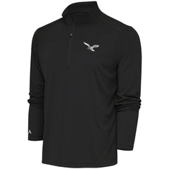 Philadelphia Eagles Antigua Throwback Logo Tribute Quarter-Zip Pullover Top Gray | NFL