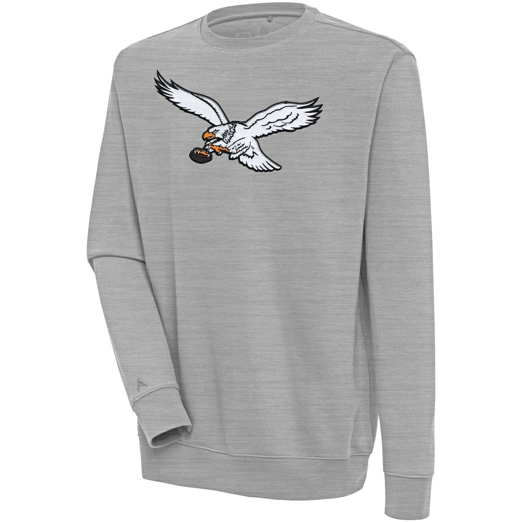 Philadelphia Eagles Antigua Throwback Logo Victory Pullover Sweatshirt Heather Gray | NFL