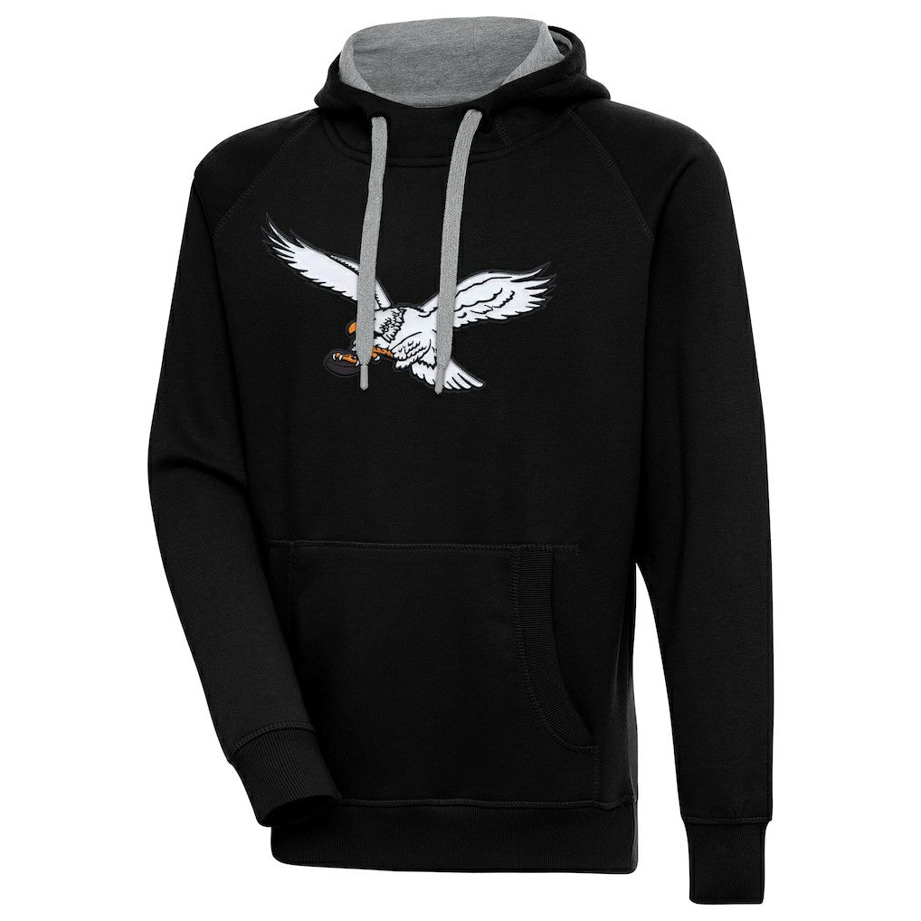Philadelphia Eagles Antigua Throwback Logo Victory Pullover Hoodie Black | NFL