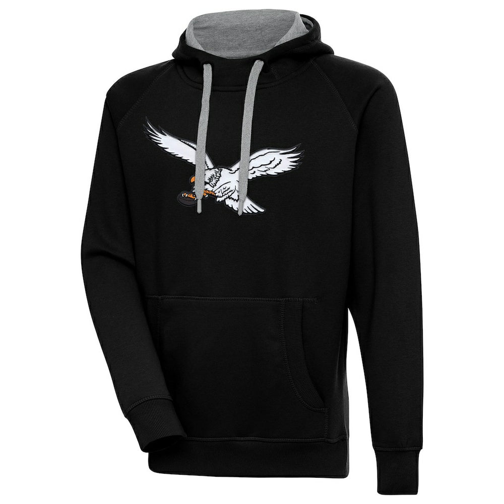 Philadelphia Eagles Antigua Throwback Logo Victory Pullover Hoodie Black | NFL