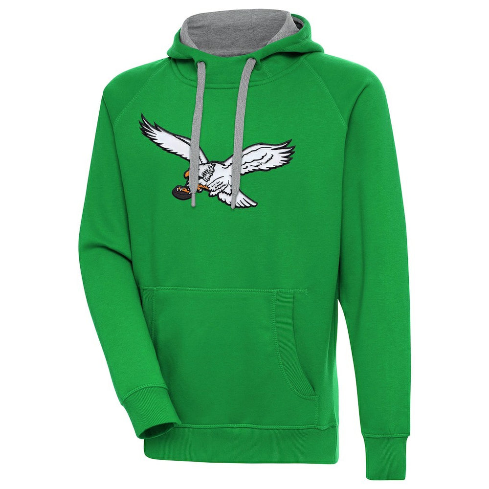 Philadelphia Eagles Antigua Throwback Logo Victory Pullover Hoodie Kelly Green | NFL