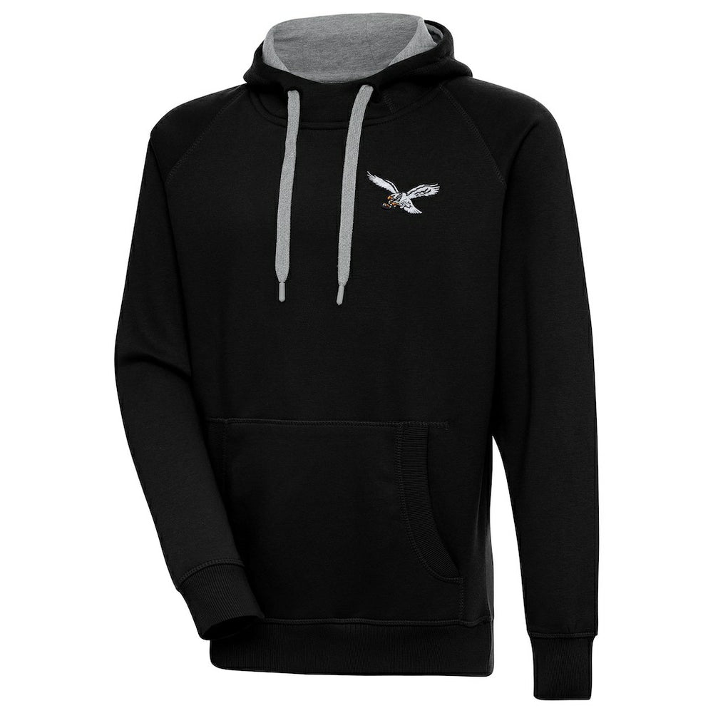 Philadelphia Eagles Antigua Throwback Logo Victory Pullover Hoodie Black | NFL