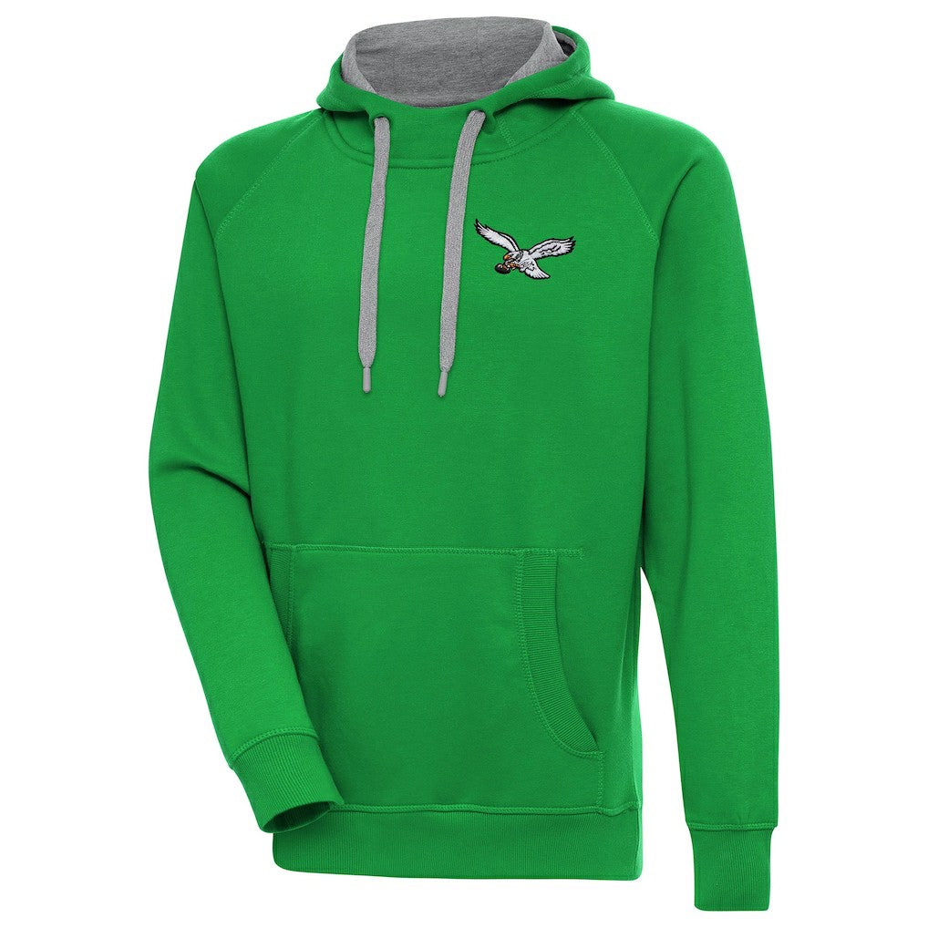 Philadelphia Eagles Antigua Throwback Logo Victory Pullover Hoodie Kelly Green | NFL